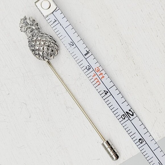 Vintage Pineapple Sterling Silver Earrings & Stick Pin Set Clip On 9.45 grams - Picture 8 of 8